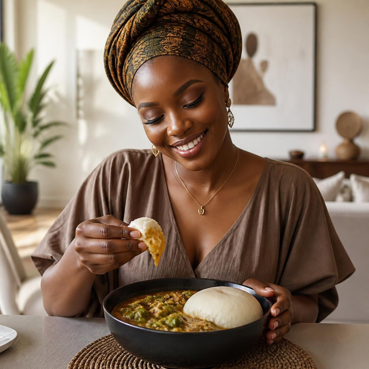 Okra Soup & Pounded Yam